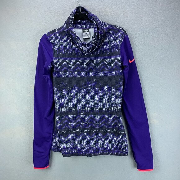 Nike Pro Top Womens Small Purple Running Hyperwarm Cowl Neck Dri Fit Base Layer‎ - Picture 1 of 15